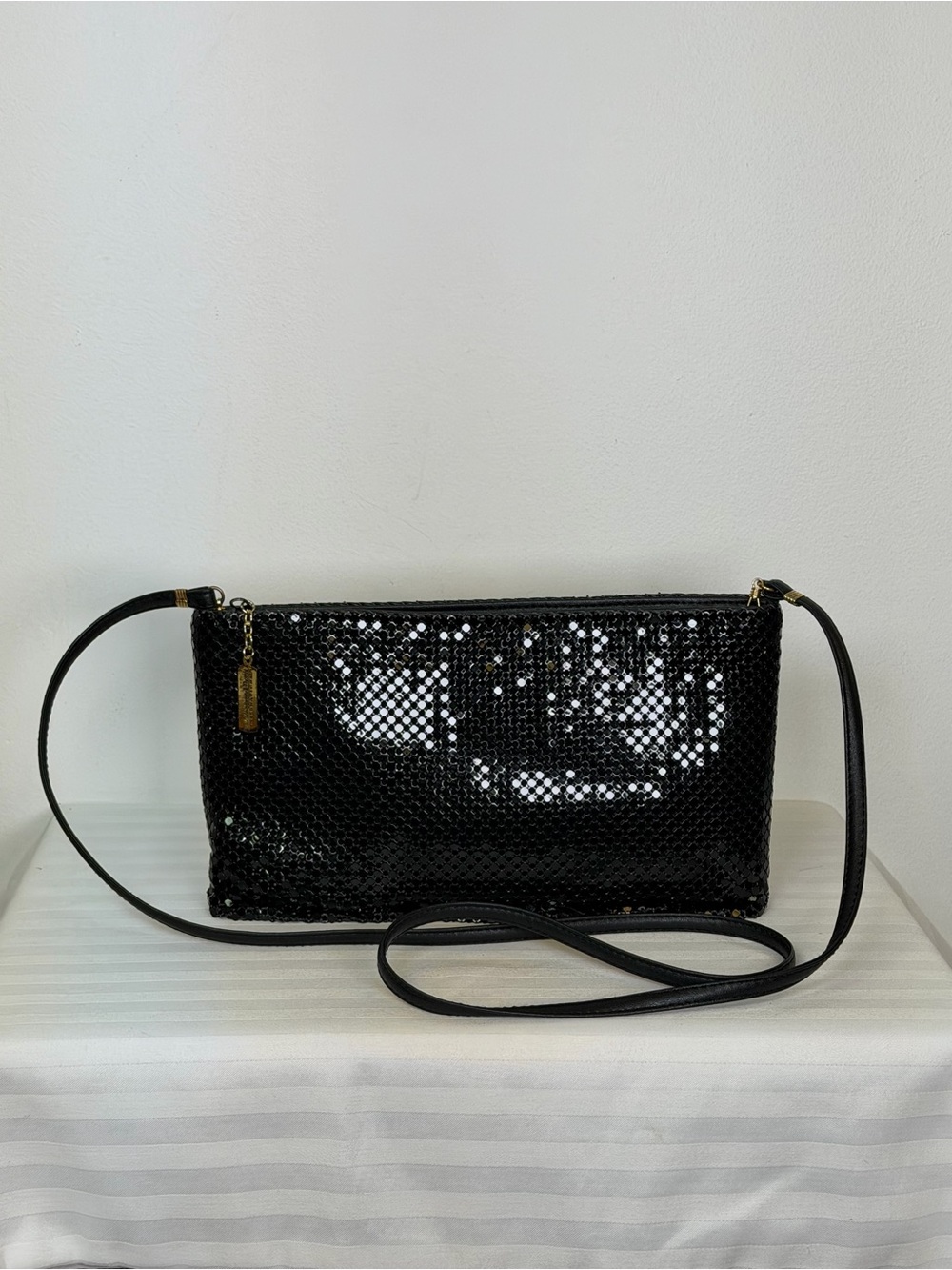 Vintage Whiting & Davis Black Metal Mesh Shoulder Or Clutch Elegant Handbag